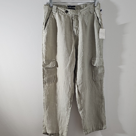 Womens Linen Casual Cargo Pants, Rachel Roy Size Meduim. Khahi - Picture 1 of 9